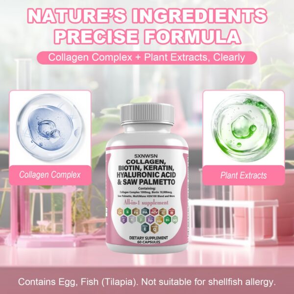 Suplemento para cabello SXNWSN con antioxidantes y colágeno