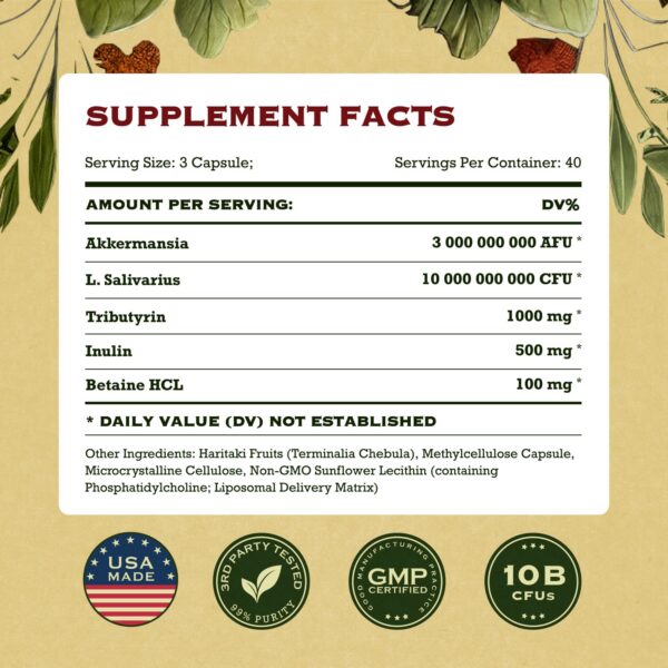 Suplemento cápsulas Akkermansia AdvantageNutra paquete