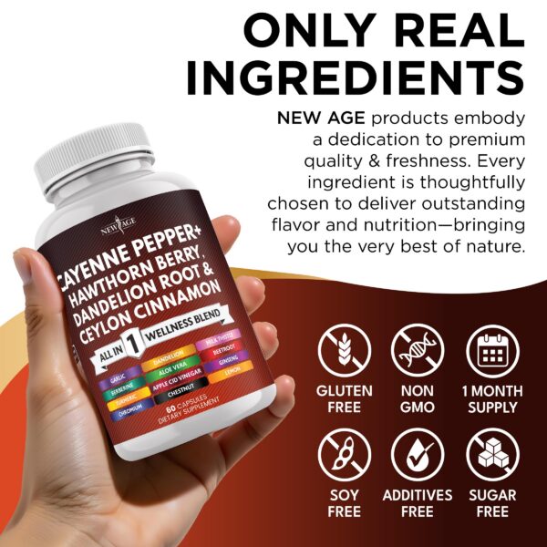 Suplemento de cápsulas Cayena y Espino