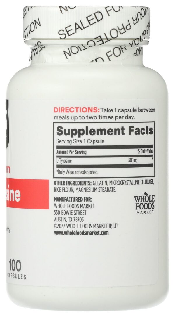 Suplemento cerebral L-Tirosina 500 mg 100 cápsulas