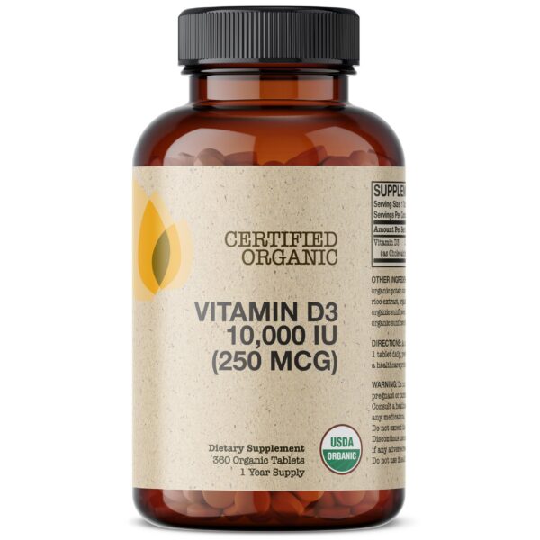 Suplemento certificado USDA de Vitamina D3 10,000 UI