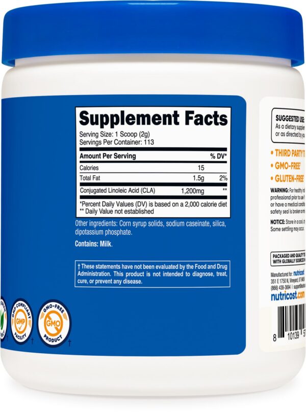 Suplemento CLA Nutricost probado en instalaciones GMP