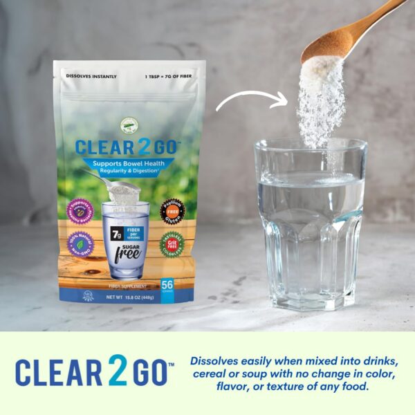 Suplemento clear 2 go para salud intestinal y fibra dietética