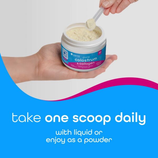Empaque de suplemento en polvo con colágeno y superalimentos Zena Nutrition