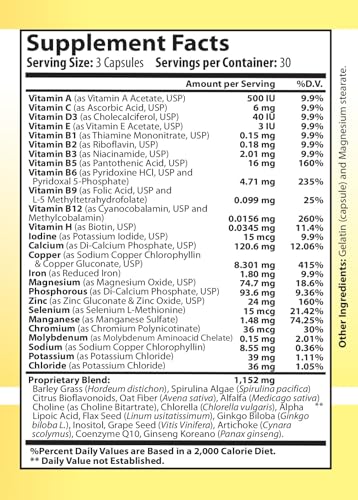 Suplemento complejo multivitamínico y multimineral