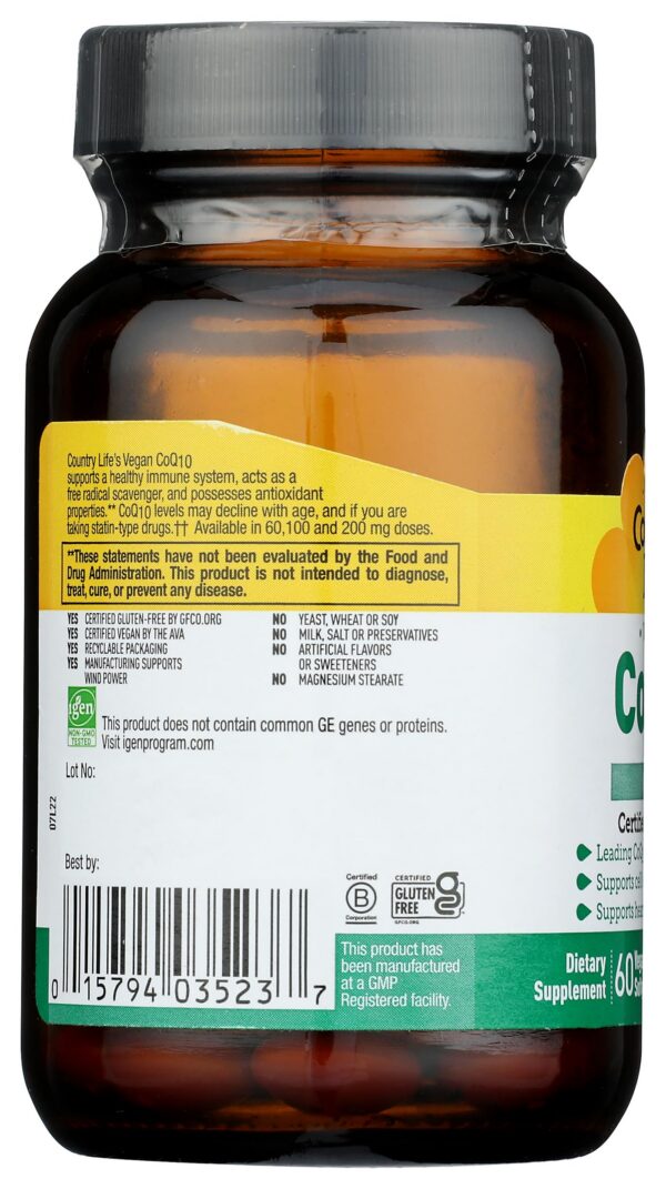 Suplemento CoQ10 Country Life para producción energética celular