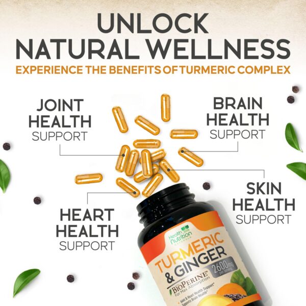 Suplemento cúrcuma con beneficios antiinflamatorios y antioxidantes