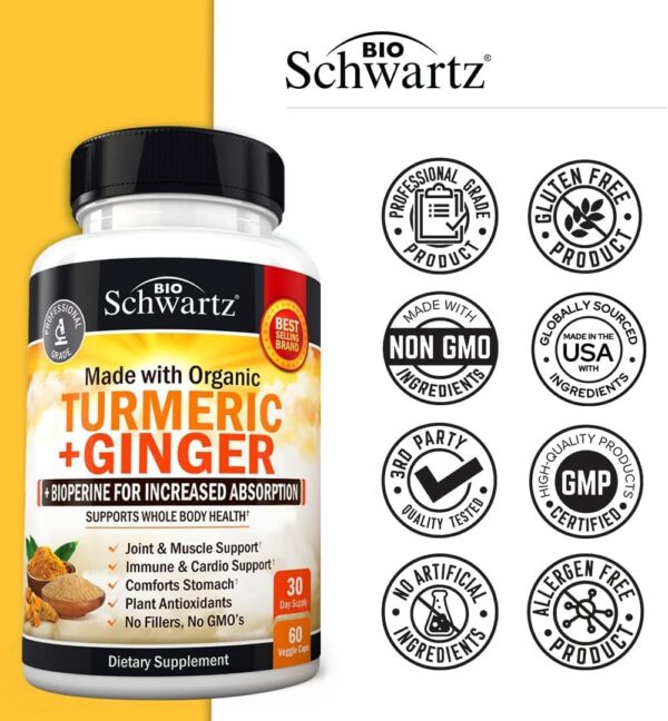 Suplemento cúrcuma y jengibre alta absorción sin gluten