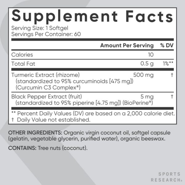 Suplemento curcumina C3 complejo patentado Sports Research