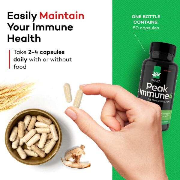 Suplemento natural Daiwa PeakImmune4 efecto reforzante inmunológico