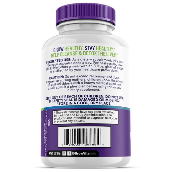 Suplemento desintoxicante Grow Vitamin vista trasera
