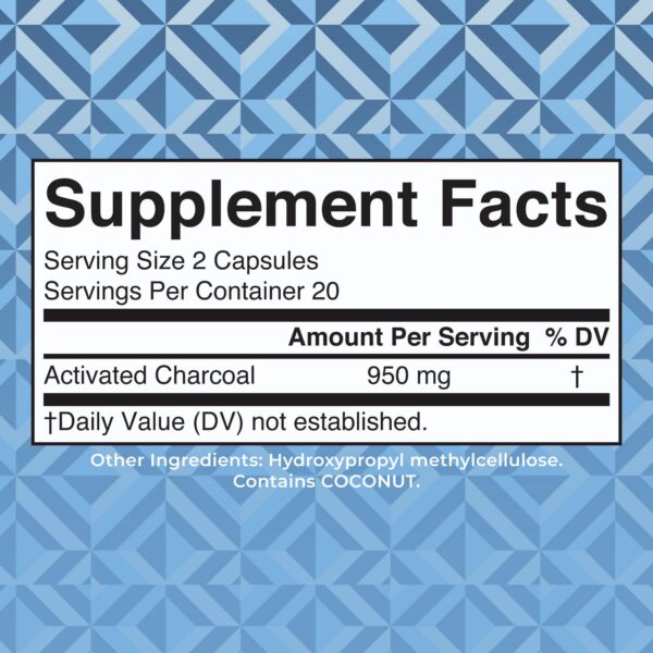 Suplemento detox natural MaryRuth carbón activado 40 cápsulas