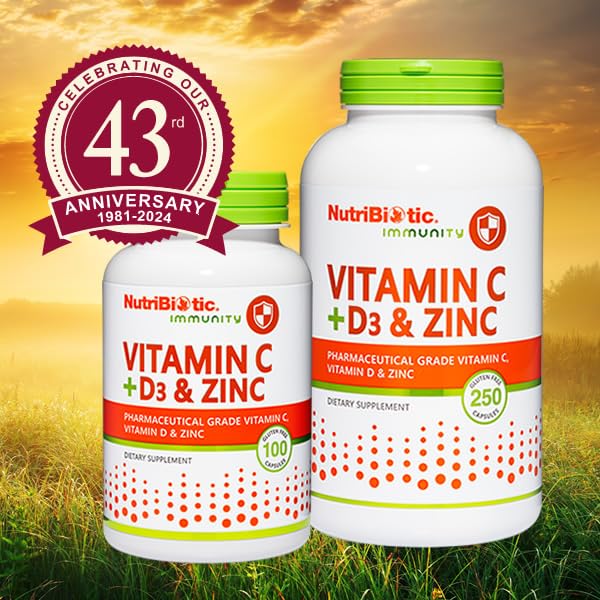 Suplemento diario NutriBiotic con vitamina C, D3 y zinc