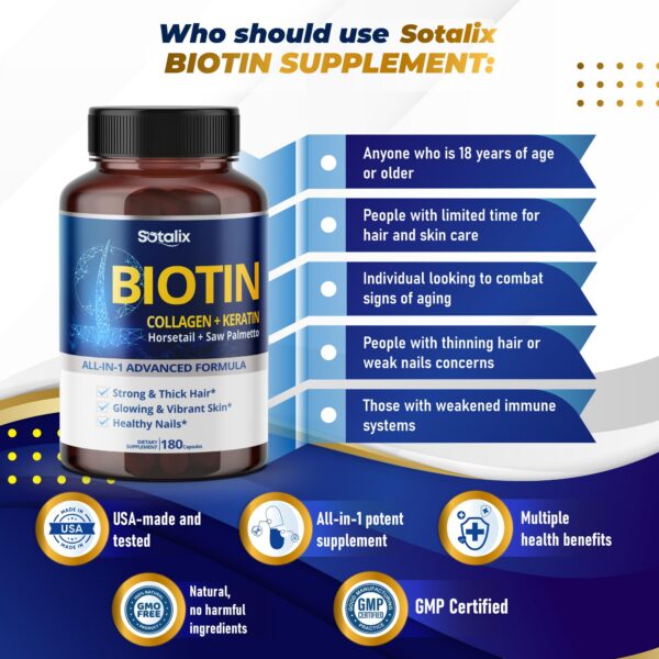 Suplemento diario Sotalix para salud capilar y de la piel