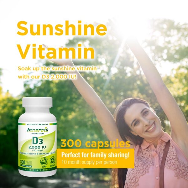 Suplemento diario vitamina D3 2000 UI para adultos