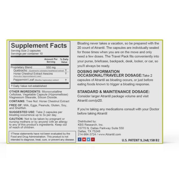 Suplemento digestivo Atrantil tamaño viaje para hinchazón
