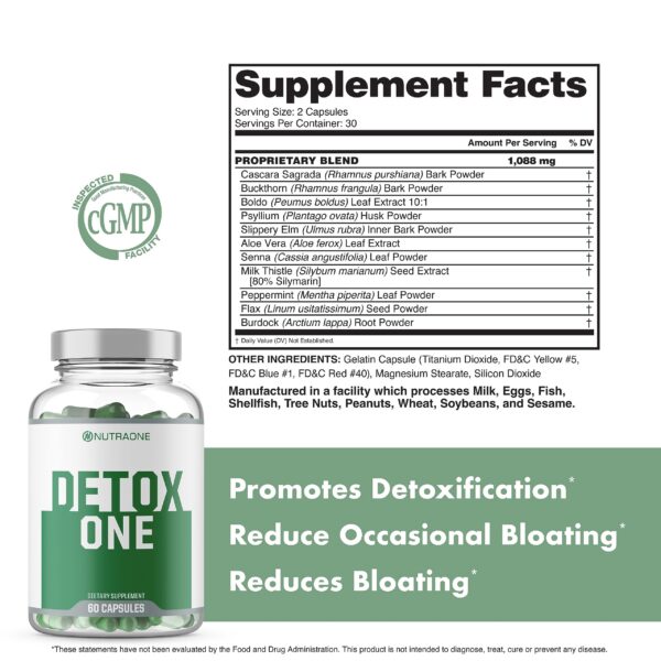 Suplemento digestivo NutraOne DetoxOne para limpieza natural