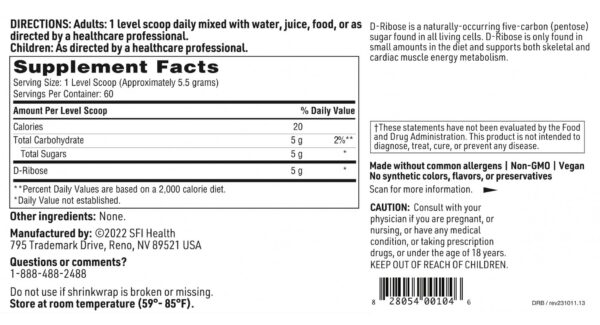 Suplemento energético de D-Ribosa para salud cardiovascular