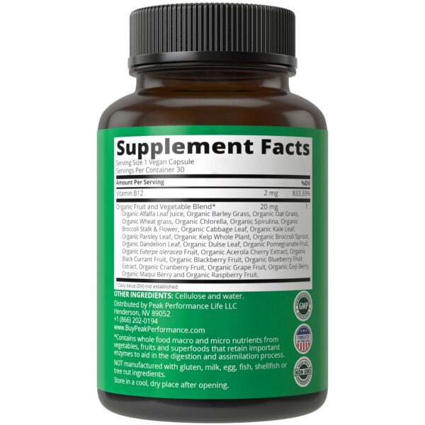 Suplemento para energía y enfoque Peak Performance B12