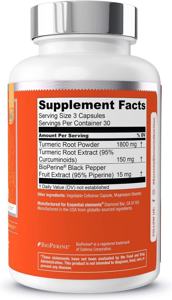 Suplemento Essential Elements cúrcuma para salud integral
