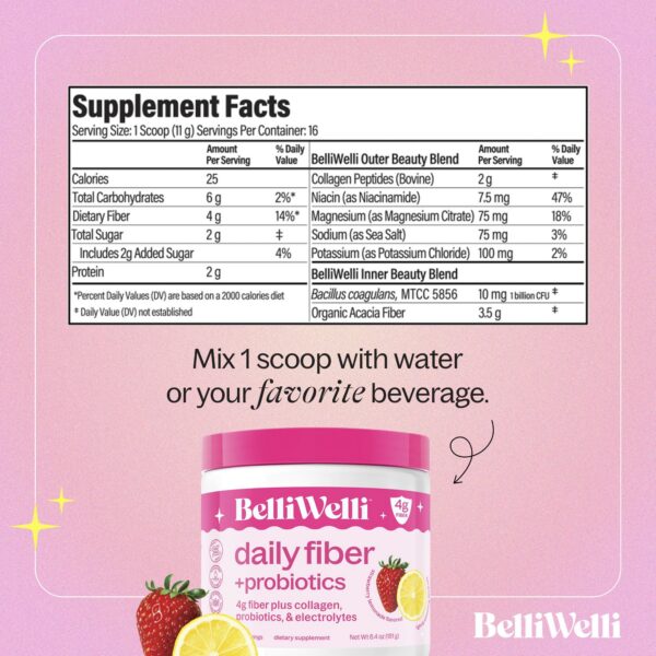 Belli Welli suplemento fibra con colágeno y probióticos
