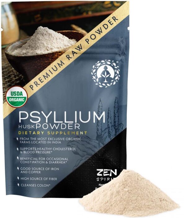 Suplemento de fibra psyllium husk polvo orgánico 8 oz Zen Spirit