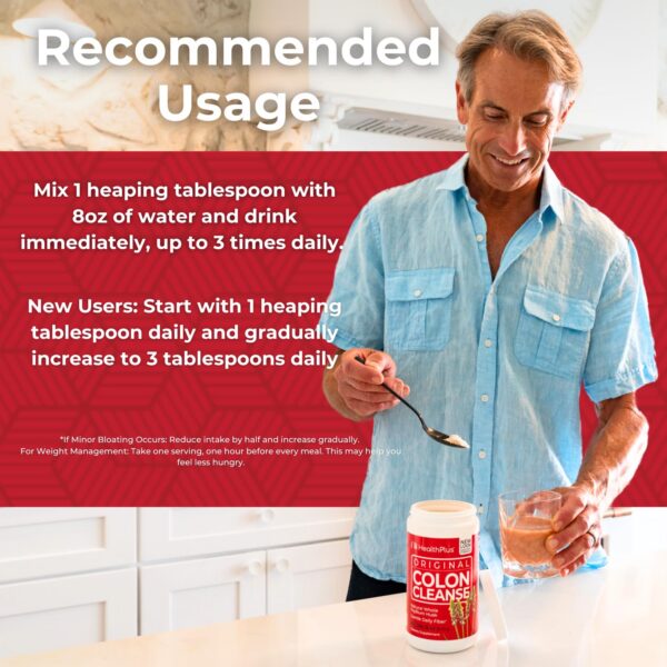 Suplemento fibra psyllium para regular función del colon y eliminación tóxica