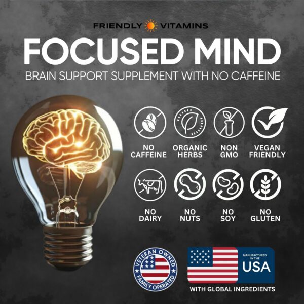 Version 1.0.0 Suplemento Focused Mind ingredientes sin gluten, sin soya ni lácteos