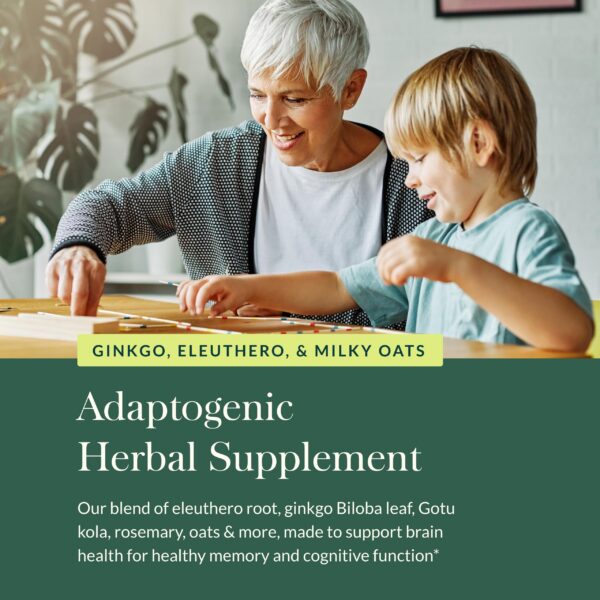 Suplemento Gaia Herbs con ginkgo biloba y eleuthero para mente alerta