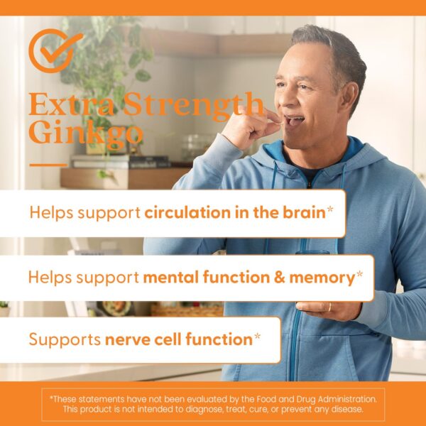 Suplemento de ginkgo biloba natural 120 mg cápsulas