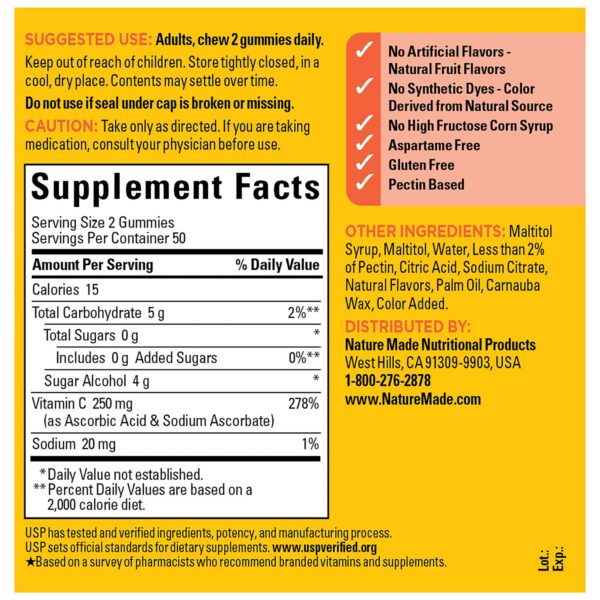 Version 1.0.0 Suplemento gomitas para adultos con vitamina C sin azúcares añadidos