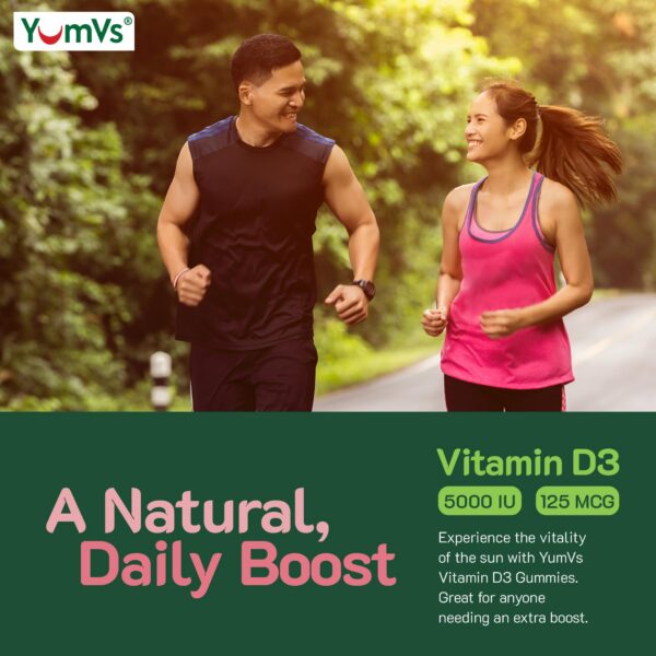 Suplemento gomitas vitamin D3 YUM-V'S botella y gomitas