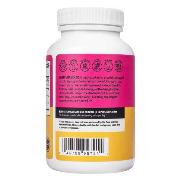 Suplemento herbal Adrenal Boost con Ashwagandha y Ginseng