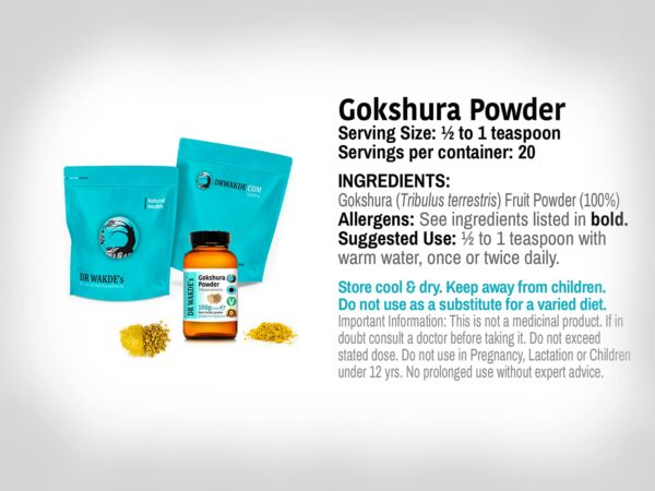 Suplemento herbal DR WAKDE's de Gokshura polvo puro vegano