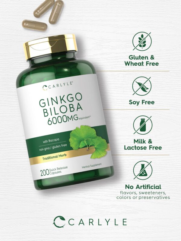 Version 1.0.0 Suplemento herbal Ginkgo Biloba 6000mg libre de gluten y no GMO