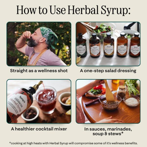 Suplemento herbal Hany's Harvest jarabe hibisco jengibre 8 oz