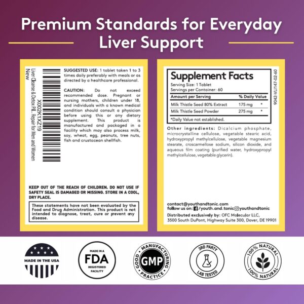 Version 1.0.0 Suplemento herbal para hígado Youth & Tonic