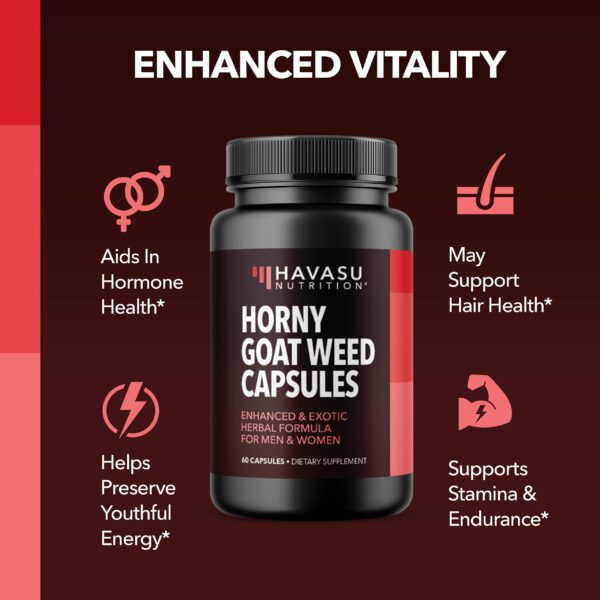 Suplemento herbal Horny Goat Weed para hombres y mujeres