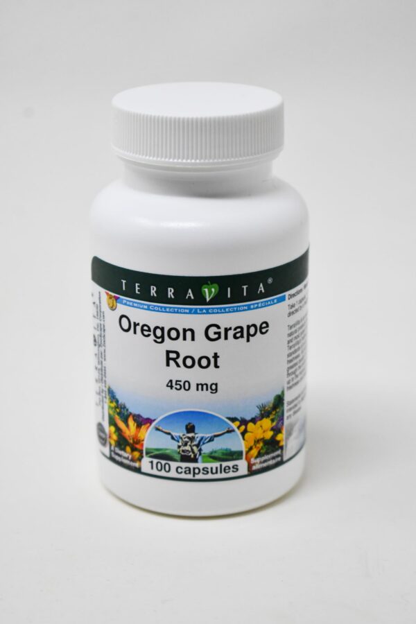 Suplemento herbal raíz uva de Oregón cápsulas TerraVita