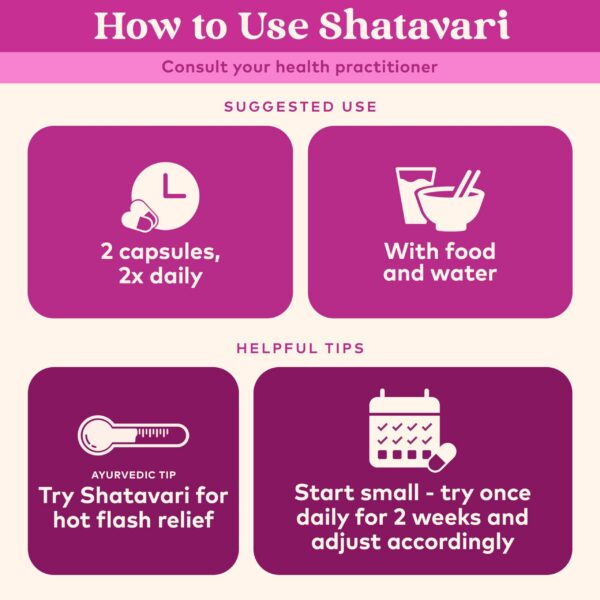 Suplemento herbal Shatavari adaptógeno para alivio del estrés Organic