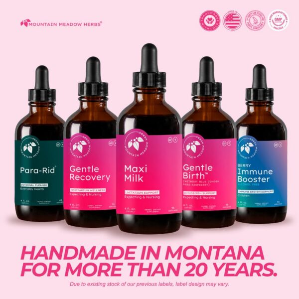 Suplemento herbario Maxi-Milk Mountain Meadow Herbs botella vista lateral