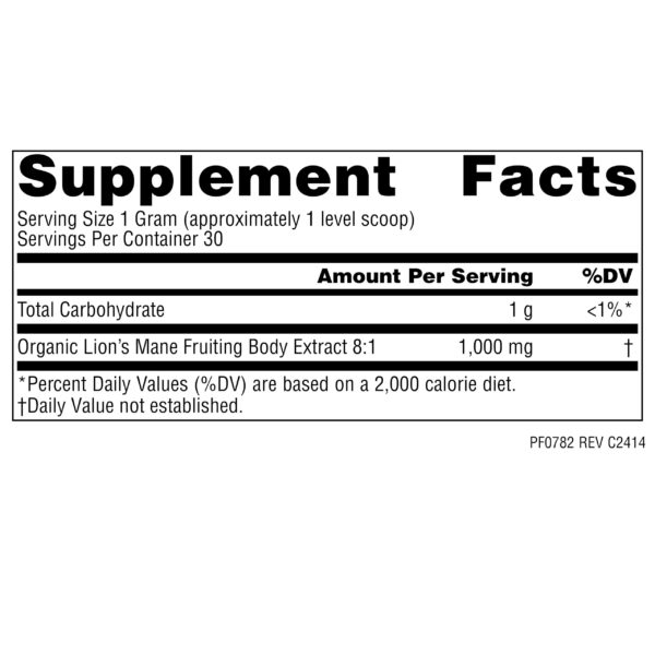 Suplemento herbario orgánico Melena de León Planetary Herbals