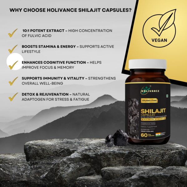 Suplemento HOLIVANCE Shilajit para hombres y mujeres