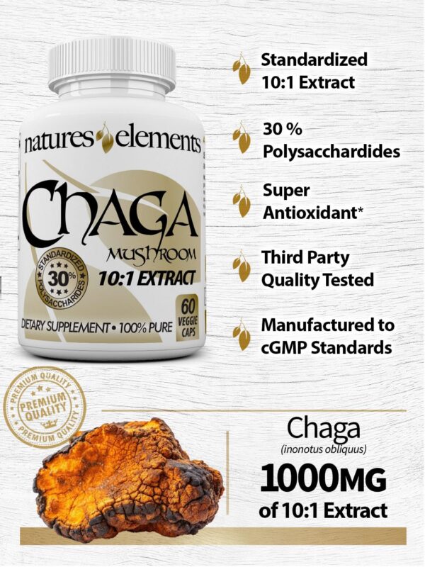 suplemento de hongos chaga antioxidante Natures Elements
