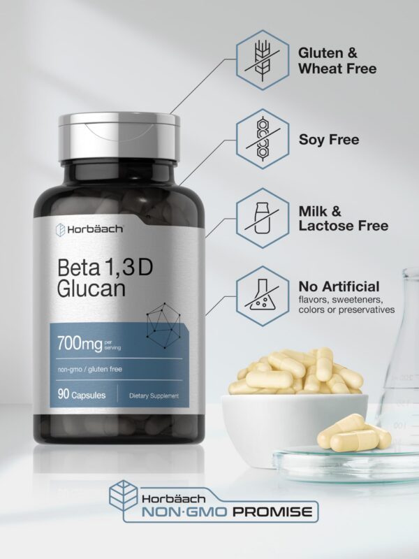 Suplemento Horbäach 90 cápsulas beta glucano sin aditivos artificiales