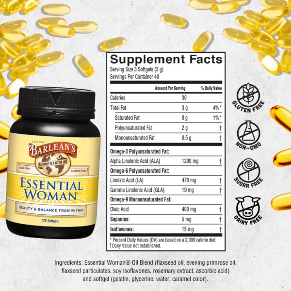 Suplemento hormonal para mujeres Barlean's Essential Woman 120 cápsulas