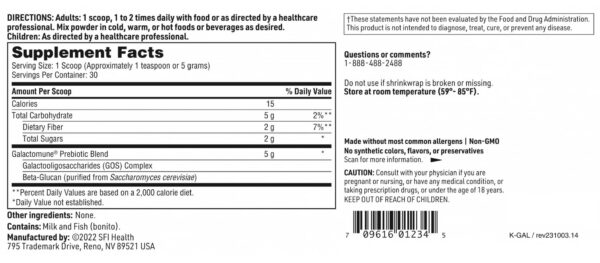 Suplemento Klaire Labs Galactomune sin alérgenos comunes