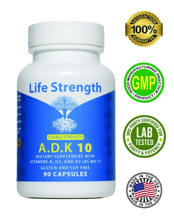 Suplemento LifeStrength ADK 10 beneficiando salud general