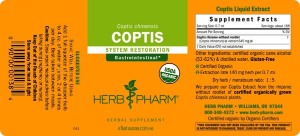 Suplemento líquido Coptis para soporte digestivo natural