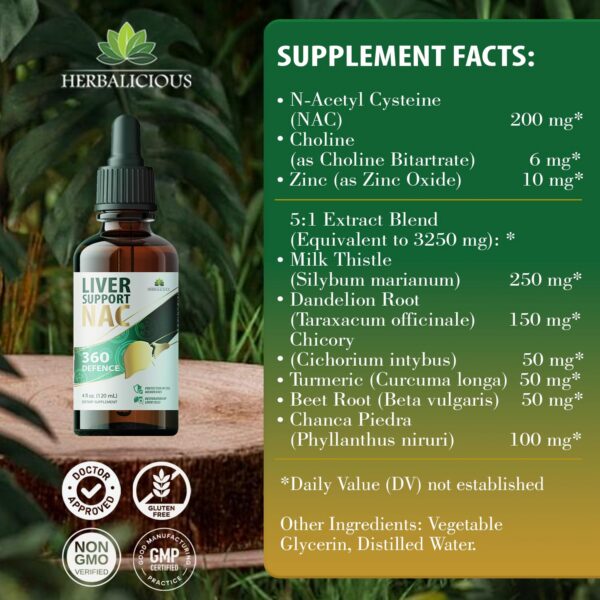 Suplemento líquido hepático natural Liver Support NAC 4oz